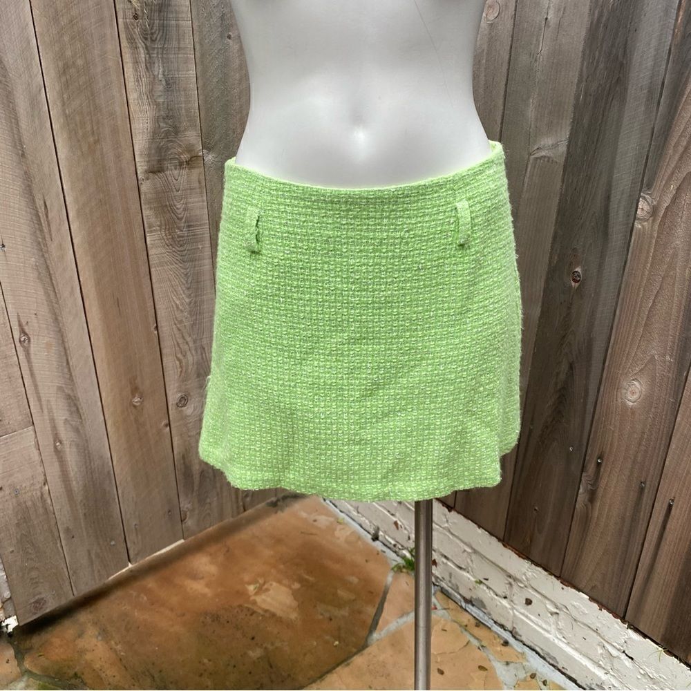 Angel Nina green tweed Y2K vintage mini skirt